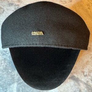 Scala Black Wool Flat Cap Ivy Newsboy Hat Classic M/L